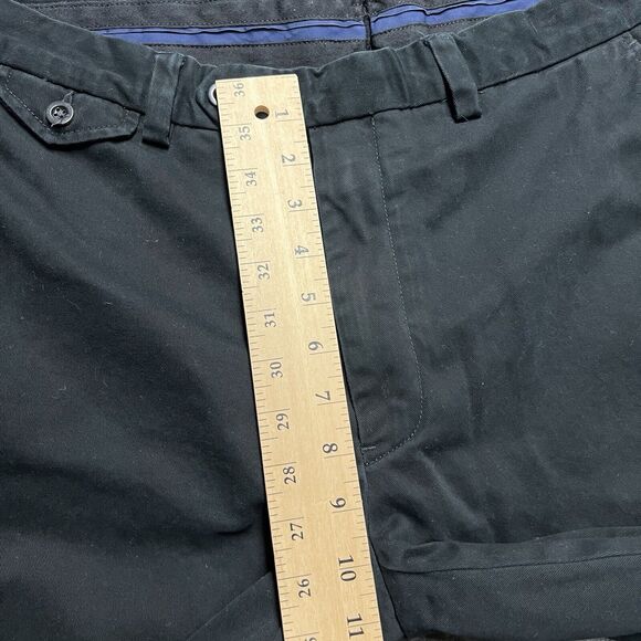 Polo Ralph Lauren Pants Men 35x32 (Actual 34x30.5) Black Flat Front Pony Cotton - Picture 10 of 11